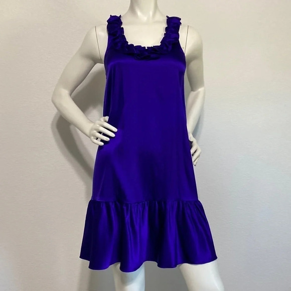 Express Purple Silk Racerback Ruffle Slip Dress Size XS - Picture 2 of 4